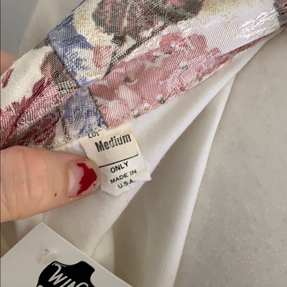 Vintage White Blazer SZ M w Floral Details - Picture 8 of 8